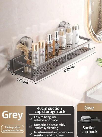 No Drill Suction Cup Bathroom Shelf, adhesive shower caddy product view 2