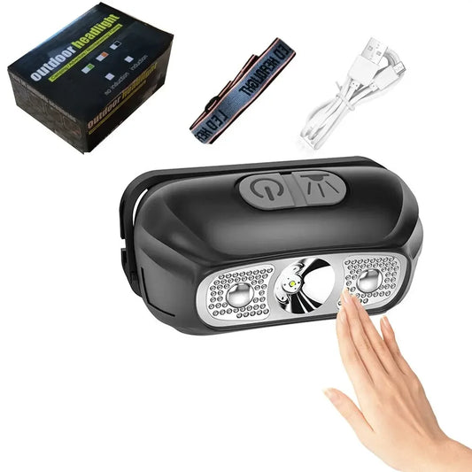 Rechargeable LED Headlamp, Lithium-Ion Battery, High-Middle-Low Modes and 45° Beam for Camping, Fishing and Hiking - product view 1