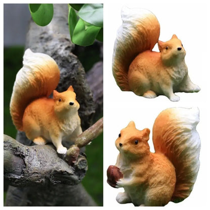 Resin Squirrel Garden Statue, Realistic Decorative Sculpture, Small Planter Ornament in Two Size Options - product view 3