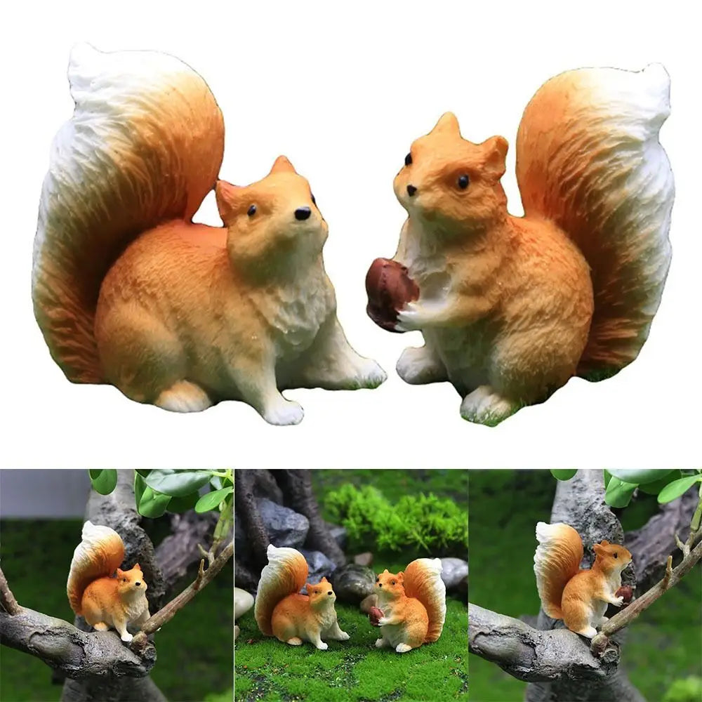 Resin Squirrel Garden Statue, Realistic Decorative Sculpture, Small Planter Ornament in Two Size Options - product view 4