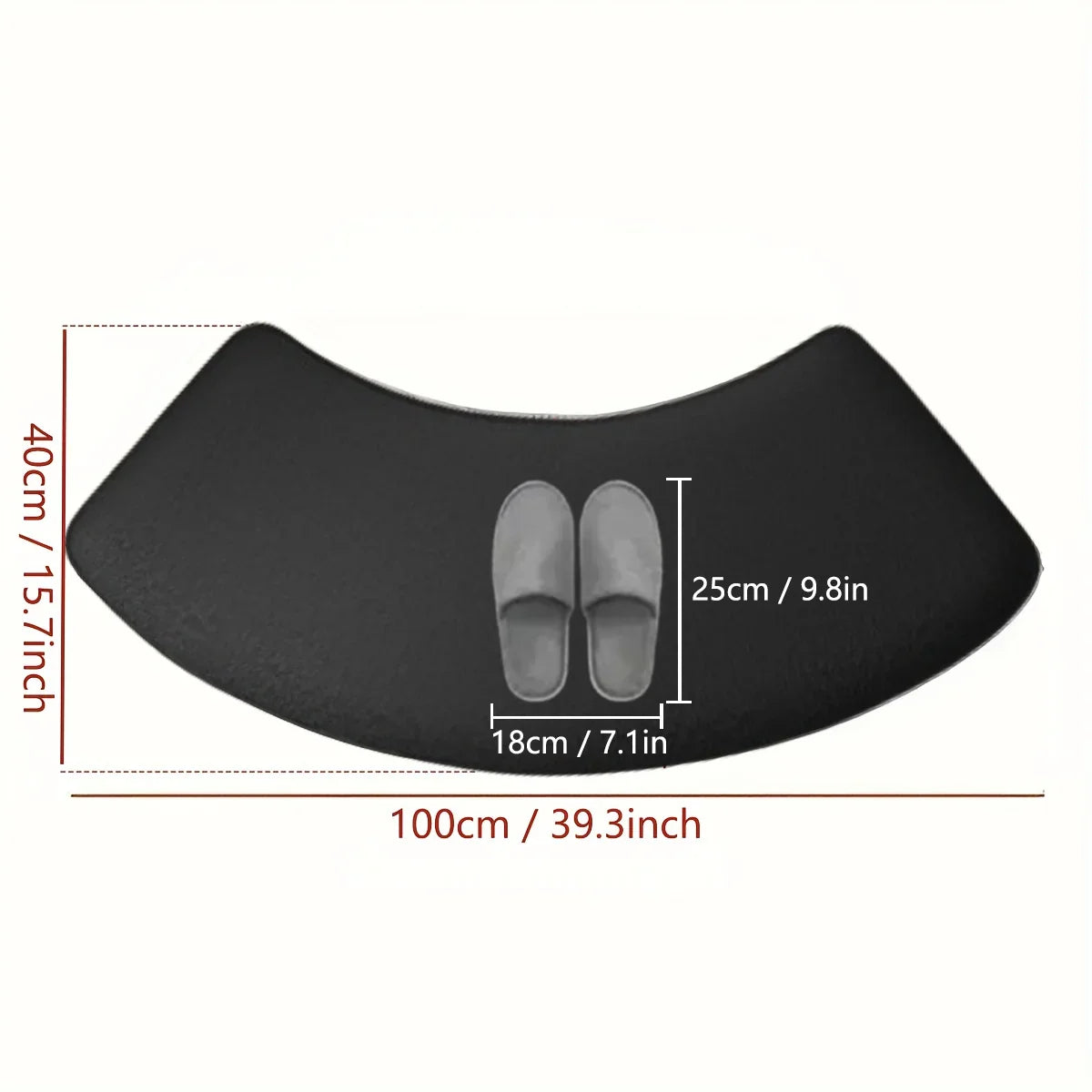 Curved Bathroom Mat, Thick Sponge-Like Absorbent Polyester Foot Pad, Non-Slip Dirt-Resistant 400 x 1000 mm - product view 6