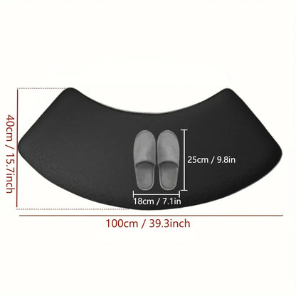 Curved Bathroom Mat, Thick Sponge-Like Absorbent Polyester Foot Pad, Non-Slip Dirt-Resistant 400 x 1000 mm - product view 6