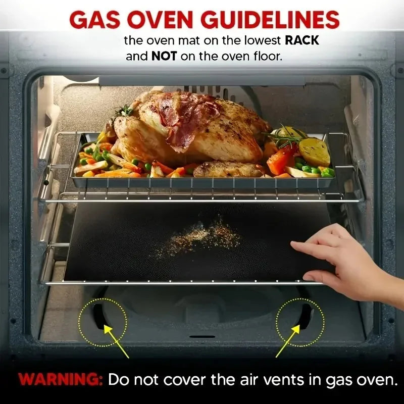 Reusable Silicone Baking Mat Set, 2 Non-Stick Oven Liners, 33 x 40 cm Heat-Resistant Mats for Oven, Air Fryer and Grill - product view 3