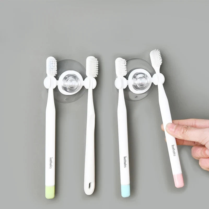 Suction Cup Toothbrush Wall Holder, Toothbrush Storage Rack and Wall Shelf, Blue or White - product view 3