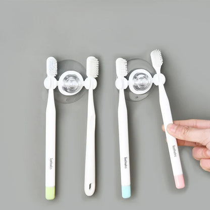 Suction Cup Toothbrush Wall Holder, Toothbrush Storage Rack and Wall Shelf, Blue or White - product view 3
