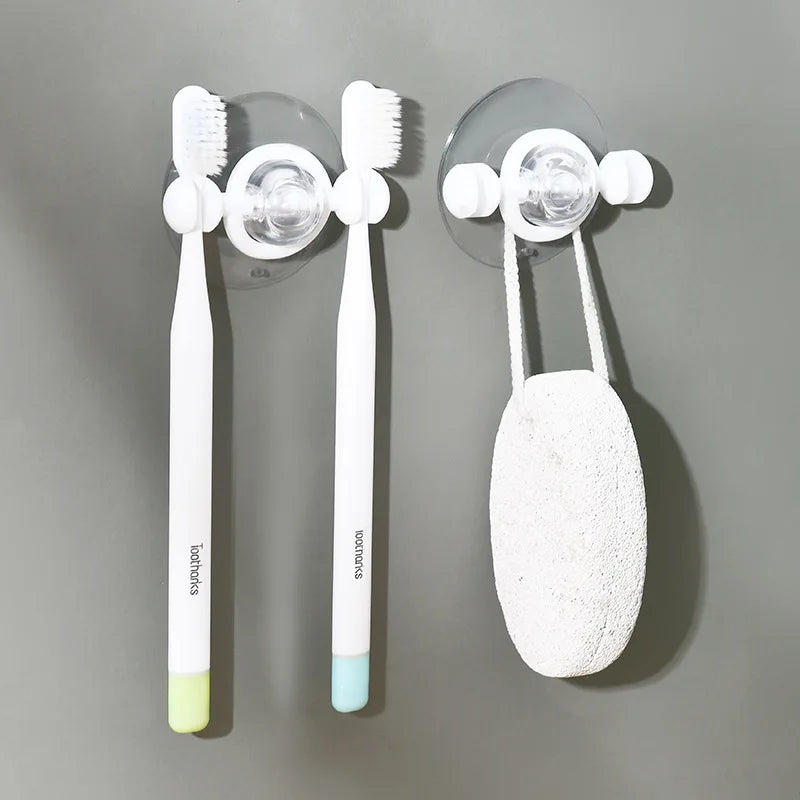 Suction Cup Toothbrush Wall Holder, Toothbrush Storage Rack and Wall Shelf, Blue or White - product view 5