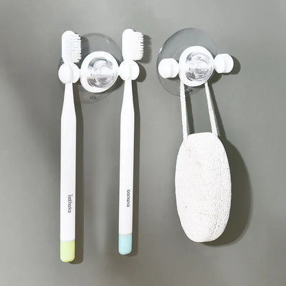 Suction Cup Toothbrush Wall Holder, Toothbrush Storage Rack and Wall Shelf, Blue or White - product view 5