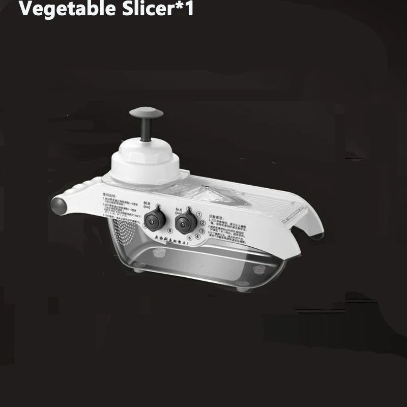 Adjustable Mandoline Slicer, Stainless Steel V-Shaped Detachable Blade, Uniform Fruit and Vegetable Cuts with Storage Basket - product view 1