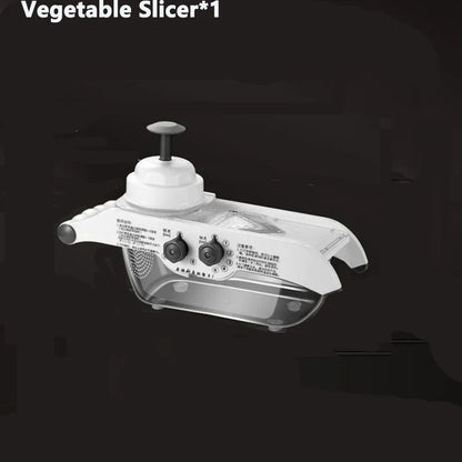 Adjustable Mandoline Slicer, Stainless Steel V-Shaped Detachable Blade, Uniform Fruit and Vegetable Cuts with Storage Basket - product view 1