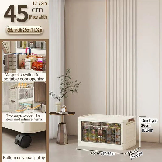 Foldable Cabinet Organizer, Dustproof PP Plastic Storage Cabinet with 1–6 Layers, 45–75cm Options and Wheel Choice - product view 1