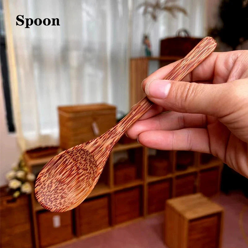 Natural Coconut Shell Decorative Bowl, Solid Reusable Tableware for Fruit, Salad, Rice and Snacks, Bowl or Spoon Set Options - product view 1
