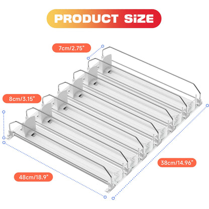 Refrigerator Can Organizer, Automatic Pusher, 6-Row Soda Dispenser Holding up to 30 Cans, Reusable XXL Beverage Rack - product view 1