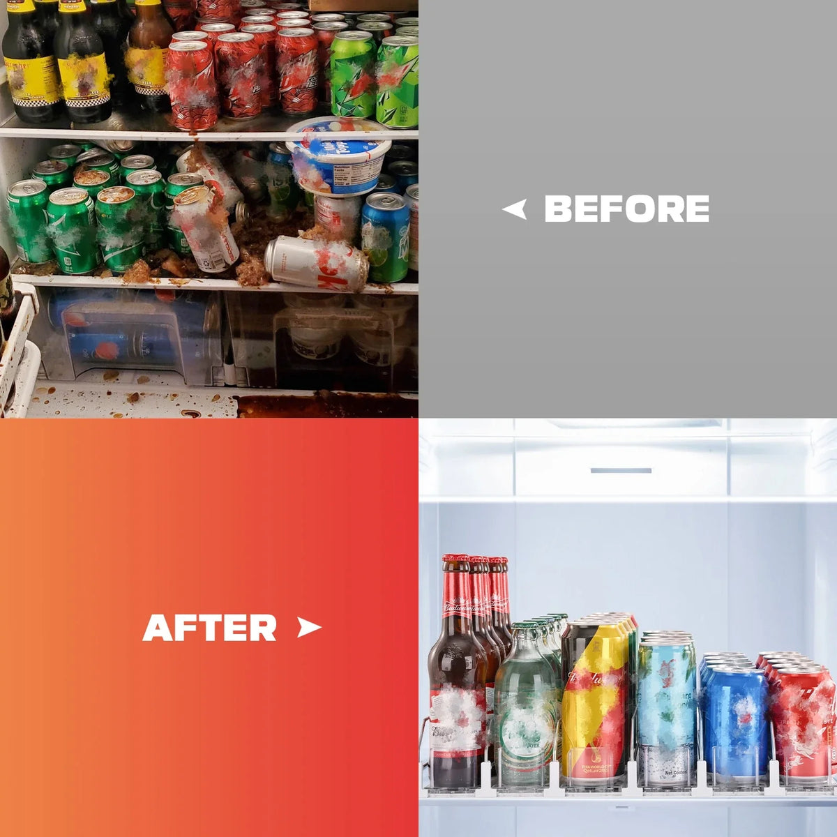 Refrigerator Can Organizer, Automatic Pusher, 6-Row Soda Dispenser Holding up to 30 Cans, Reusable XXL Beverage Rack - product view 4