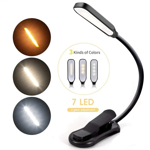 Rechargeable Table Lamp, Clip-On LED Book Light with 9 Brightness Modes, 3 Color Temperatures and Flexible Neck - product view 1