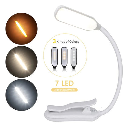 Rechargeable Table Lamp, Clip-On LED Book Light with 9 Brightness Modes, 3 Color Temperatures and Flexible Neck - product view 2