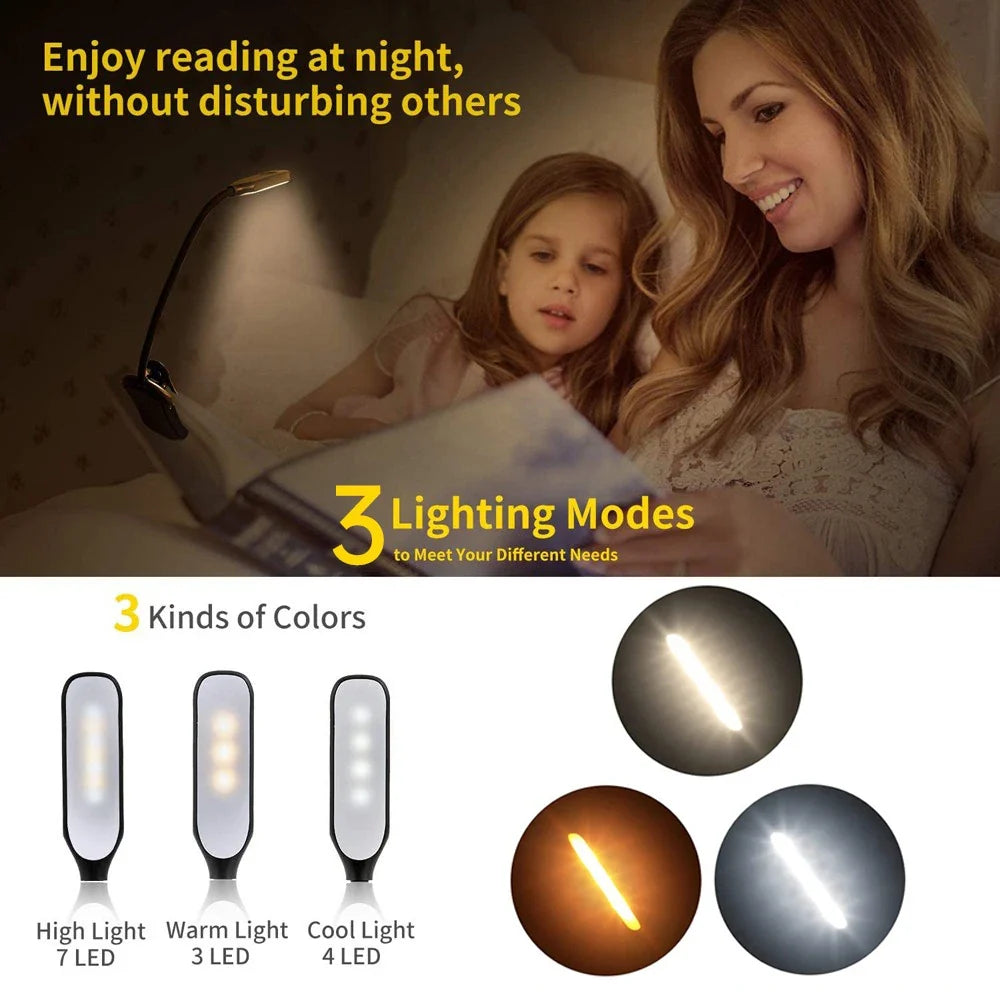 Rechargeable Table Lamp, Clip-On LED Book Light with 9 Brightness Modes, 3 Color Temperatures and Flexible Neck - product view 4
