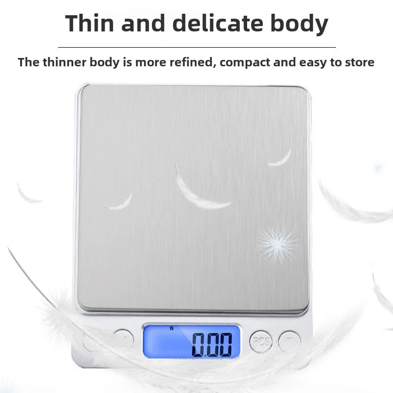 Digital Kitchen Scale, 3000 g Capacity, 0.1 g Precision, Blue Backlight, Counting Function, Battery or USB Charging for Baking - product view 4