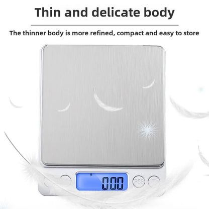Digital Kitchen Scale, 3000 g Capacity, 0.1 g Precision, Blue Backlight, Counting Function, Battery or USB Charging for Baking - product view 4