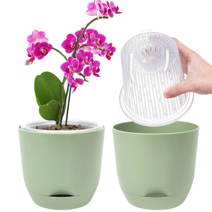 Self-Watering Orchid Planter Insert, Clear Plastic Double-Layer Pot with Airflow Holes, 5.7 or 7.28 Inch Sizes - product view 3
