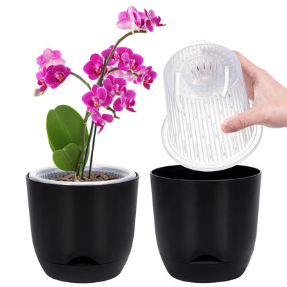 Self-Watering Orchid Planter Insert, Clear Plastic Double-Layer Pot with Airflow Holes, 5.7 or 7.28 Inch Sizes - product view 4