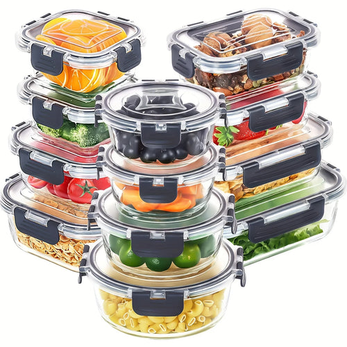 12-Piece Glass Food Storage Container Set with Lids, Leak-Proof Airtight Boxes for Microwave, Oven, Freezer and Dishwasher - product view 1