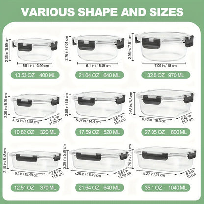 12-Piece Glass Food Storage Container Set with Lids, Leak-Proof Airtight Boxes for Microwave, Oven, Freezer and Dishwasher - product view 3