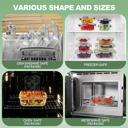 12-Piece Glass Food Storage Container Set with Lids, Leak-Proof Airtight Boxes for Microwave, Oven, Freezer and Dishwasher - product view 5