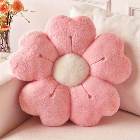Plush Daisy Flower Decorative Pillow, Cotton-Filled Polyester and Cotton Cushion in Pink or White, 32cm or 50cm - product view 1