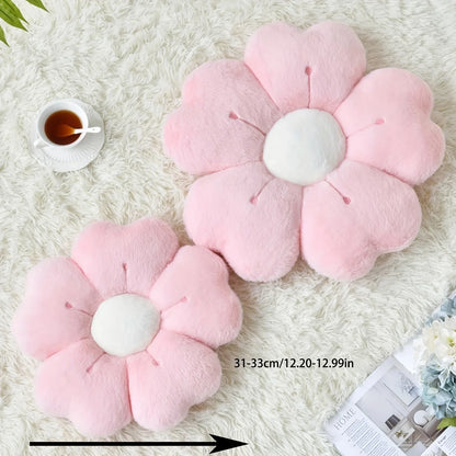 Plush Daisy Flower Decorative Pillow, Cotton-Filled Polyester and Cotton Cushion in Pink or White, 32cm or 50cm - product view 5