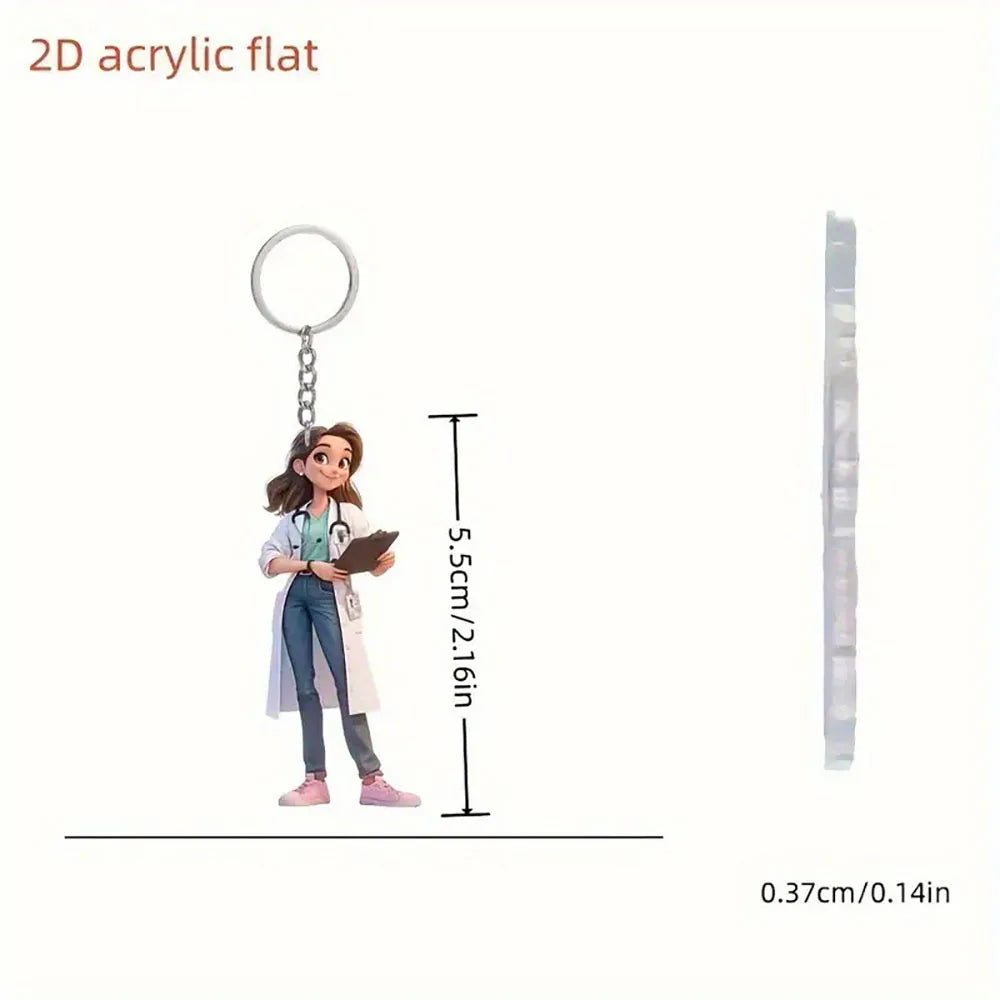 Nurse Doll Resin Keychain, 20g Trendy Nursing Graduation Gift with Clip, Six Styles for Women and Students - product view 1