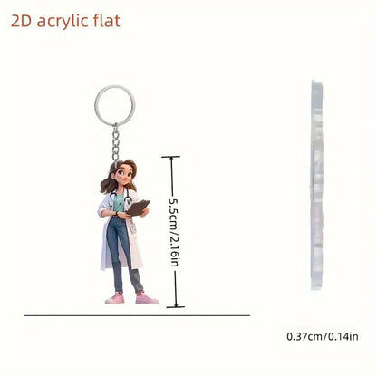 Nurse Doll Resin Keychain, 20g Trendy Nursing Graduation Gift with Clip, Six Styles for Women and Students - product view 1
