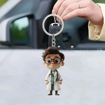 Nurse Doll Resin Keychain, 20g Trendy Nursing Graduation Gift with Clip, Six Styles for Women and Students - product view 2