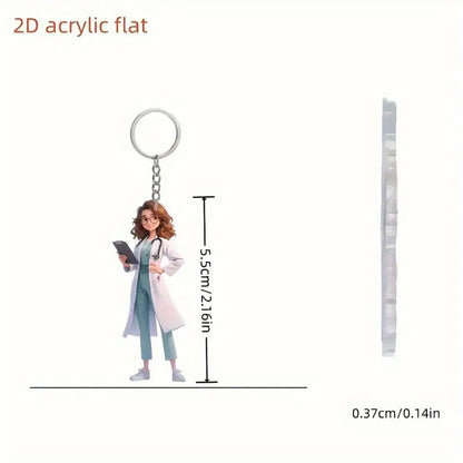 Nurse Doll Resin Keychain, 20g Trendy Nursing Graduation Gift with Clip, Six Styles for Women and Students - product view 3