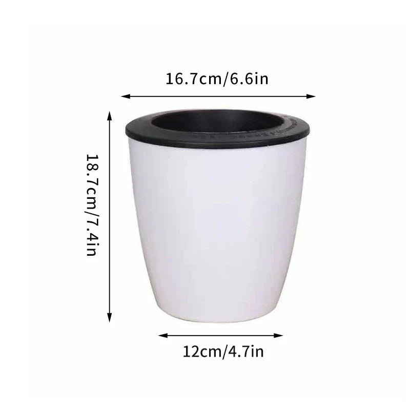 Self-Watering Plastic Planter, Modern Indoor Flower Pot with Separate Inner Basket for Succulents and Hydroponic Plants - product view 1