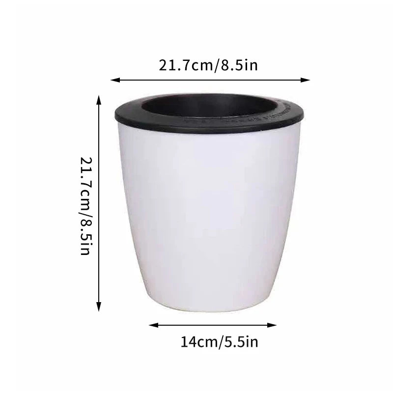 Self-Watering Plastic Planter, Modern Indoor Flower Pot with Separate Inner Basket for Succulents and Hydroponic Plants - product view 3