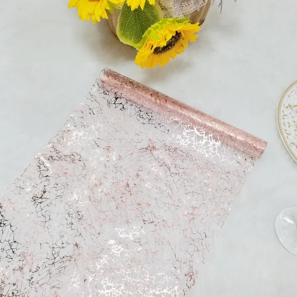 Metallic Holiday Table Runner, 100% Polyester, Gold-Textured Finish, 28 cm Width, 275 cm or 500 cm Length - product view 2
