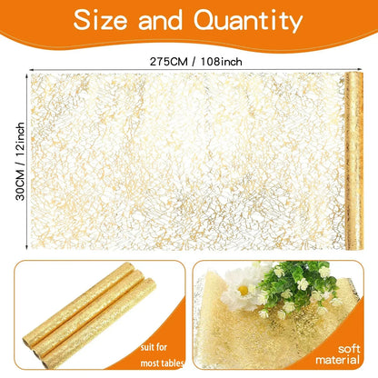 Metallic Holiday Table Runner, 100% Polyester, Gold-Textured Finish, 28 cm Width, 275 cm or 500 cm Length - product view 4
