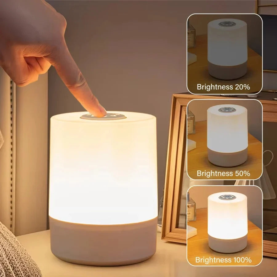 Rechargeable LED Bedside Lamp, Touch Dimming, Round ABS Design, Remote or Non-Remote Option, 5V Night Light for Bedroom - product view 3