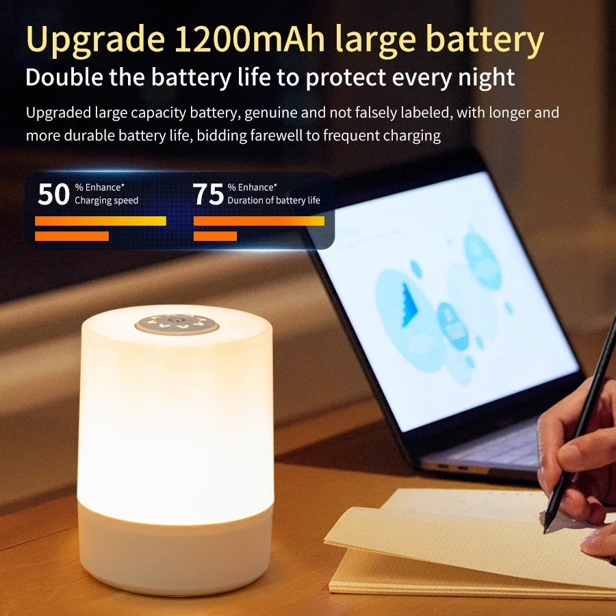 Rechargeable LED Bedside Lamp, Touch Dimming, Round ABS Design, Remote or Non-Remote Option, 5V Night Light for Bedroom - product view 5