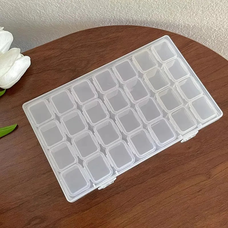 Transparent Jewelry Storage Box, 28 or 56 Compartments, Dustproof Lidded Plastic Organizer for Earrings, Rings and Small Items - product view 2