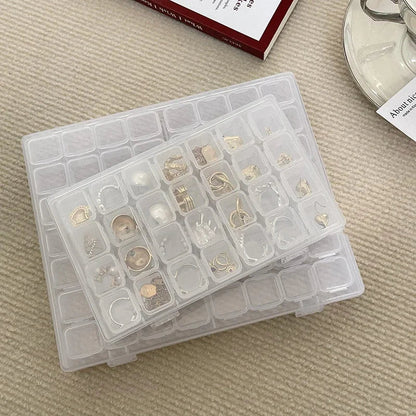 Transparent Jewelry Storage Box, 28 or 56 Compartments, Dustproof Lidded Plastic Organizer for Earrings, Rings and Small Items - product view 6