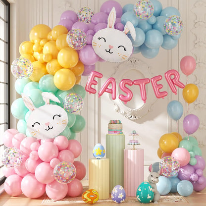 Easter Balloon Garland Arch Kit, 120-Piece Pastel Latex Set with Bunny Balloons for Egg Hunts, Showers and Parties - product view 2