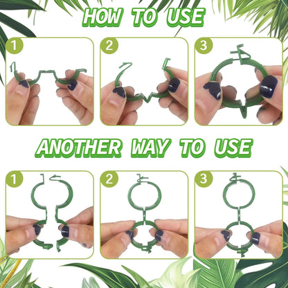Plant Support Clips, Reusable Green Plastic Buckle Clips for Tomato Vines, Trellis, Stakes and Climbing Plants - product view 3