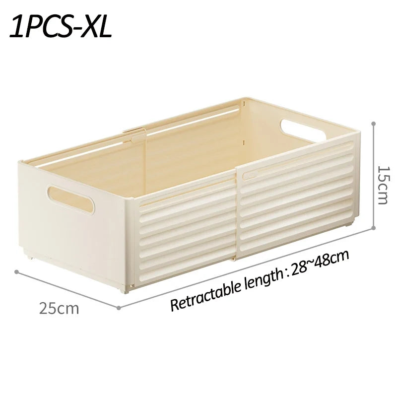 Adjustable Pantry Storage Bin, Retractable 28–48 cm Plastic Drawer Organizer with Smooth Glossy Finish for Kitchen Cabinets - product view 3
