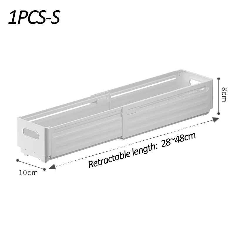 Adjustable Pantry Storage Bin, Retractable 28–48 cm Plastic Drawer Organizer with Smooth Glossy Finish for Kitchen Cabinets - product view 4