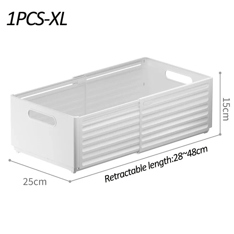 Adjustable Pantry Storage Bin, Retractable 28–48 cm Plastic Drawer Organizer with Smooth Glossy Finish for Kitchen Cabinets - product view 6