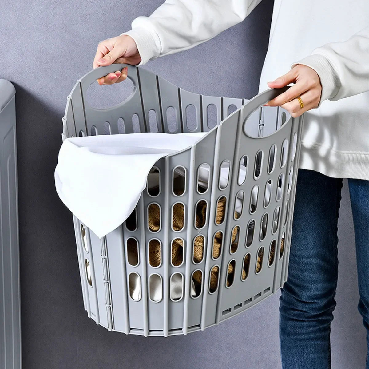 Foldable Laundry Basket, Multiple-Use Acrylic Hamper, Portable Clothes Organizer for Bathroom, Bedroom and Home - product view 6
