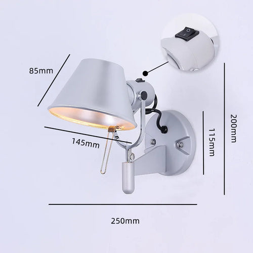 Folding Swing Arm Wall Sconce, E27 Bulb Included, AC Powered Aluminum and Iron Lamp with Wall or Clip-On Mount - product view 1