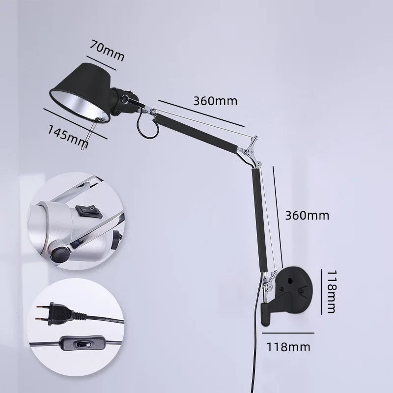 plug in swing arm sconce - product view 6