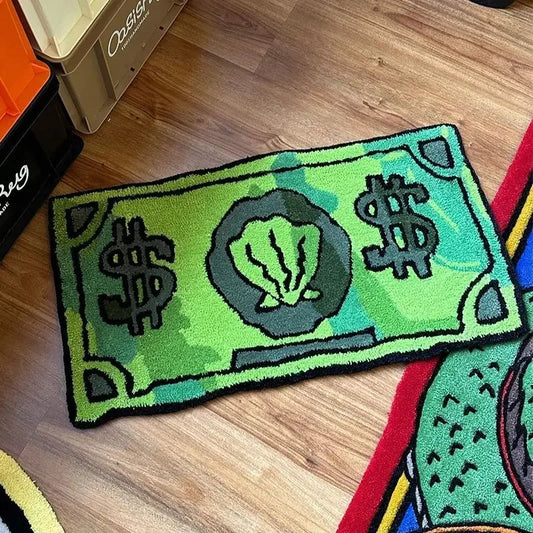 Modern Green Door Mat, Handmade 100% Polyester Anti-Slip Carpet for Bedroom, Bathroom and Entryway Floors, 40 x 60 cm - product view 1
